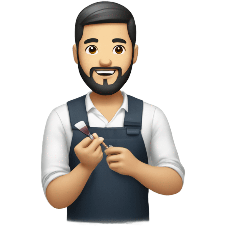 Asian beard guy doing nail polishing  emoji