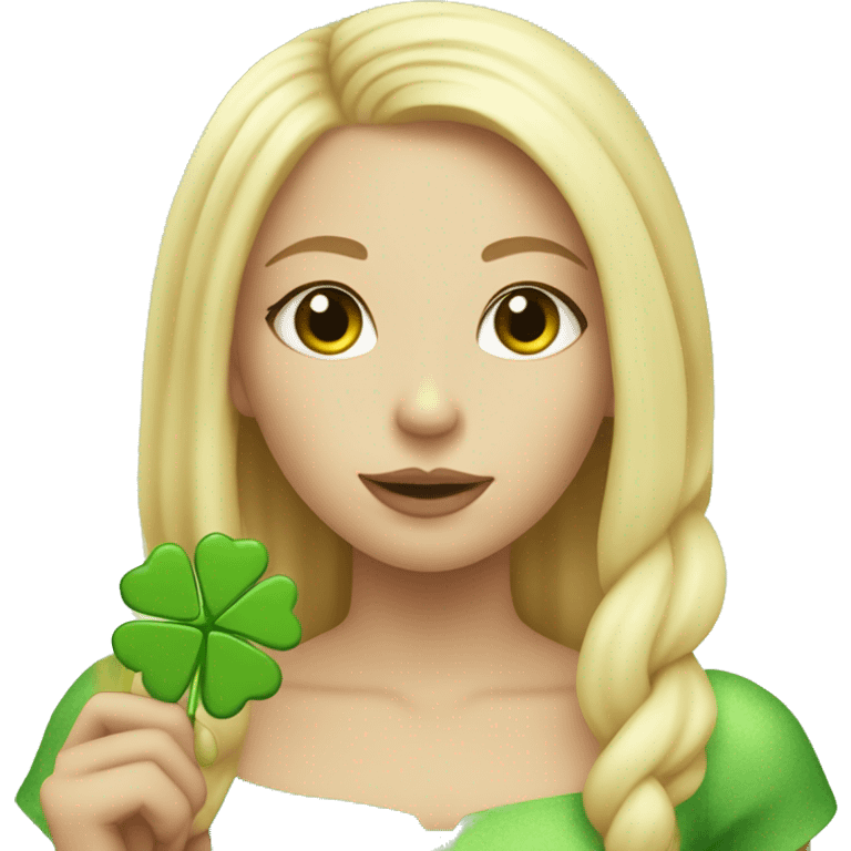 Girl with blonde hair and four leaf clovers in hair eating a popsicle emoji