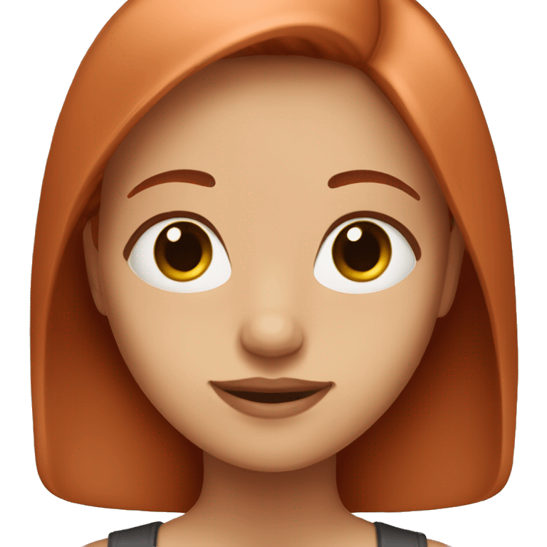 fair skinned girl with red copper straight hair with middle part emoji