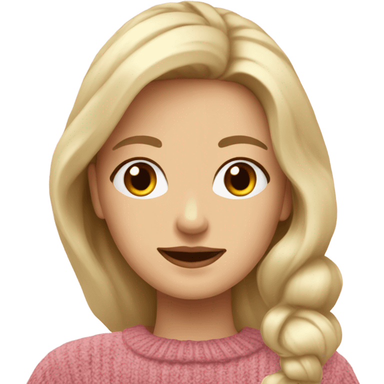 beautiful finnish blond woman with brown pink bloom sweater emoji