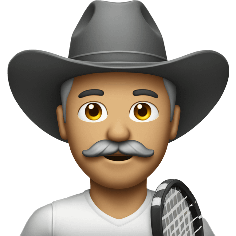 guy with cowboy hat and mustache playing tennis emoji