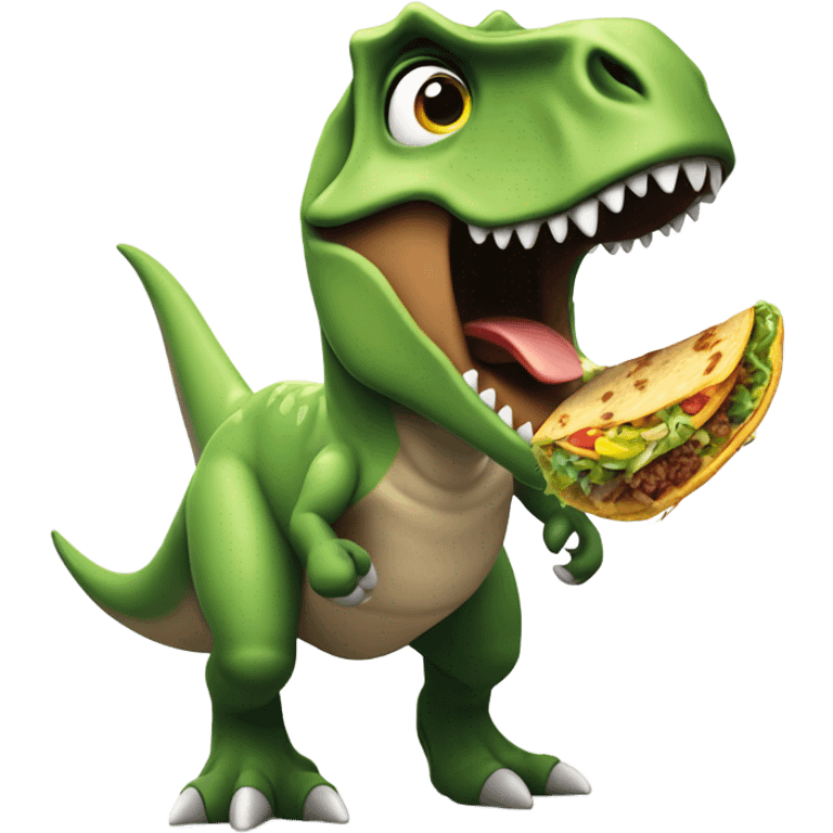 Dinosaur eating a taco emoji