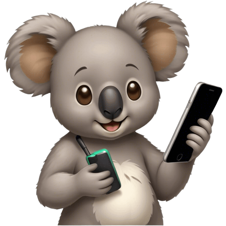 Koala calling on phone emoji