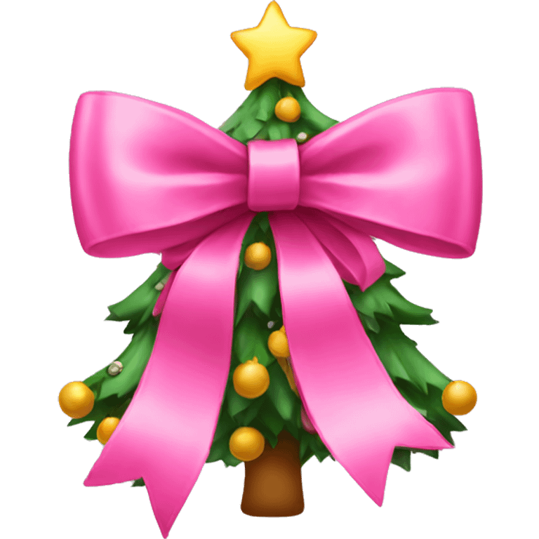 pink christmas bow christmas tree emoji