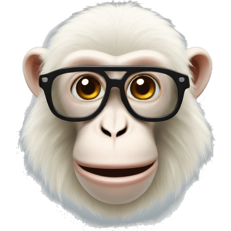 Crazy Albino monkey with black running glasses emoji