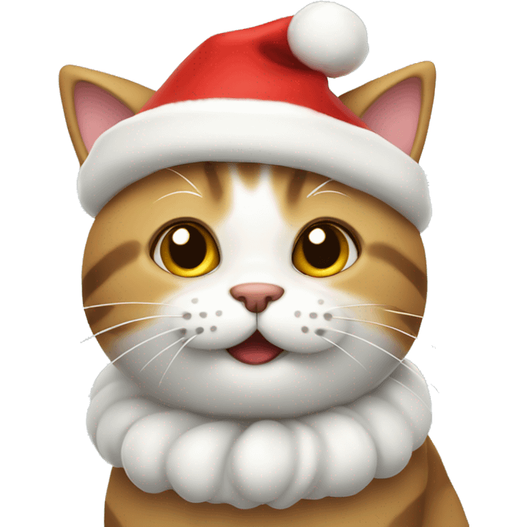 cute smiling cat with Christmas hat emoji