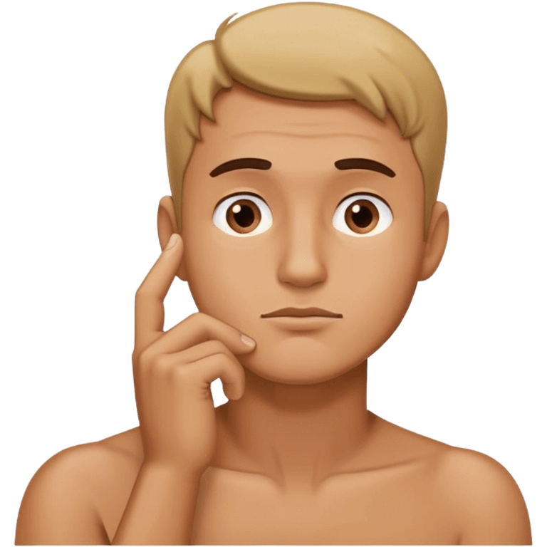 guy thinking with his hand on his chin emoji