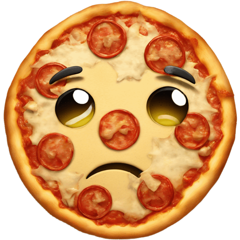 Sad face on pizza emoji