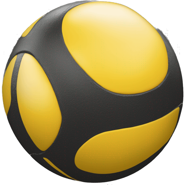 Boule de pétanque noir avec un cochonnet jaune à coter emoji