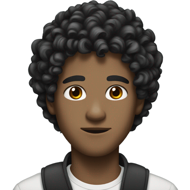 Black hair  big curly, sharp jawline, white skin, teen, fair skin, male emoji