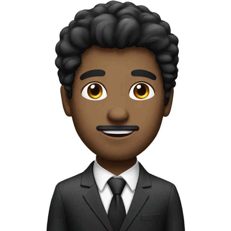 businessman black fluffy straight hair emoji