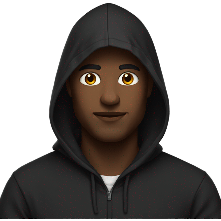 Man in a black hoodie and a hood on emoji