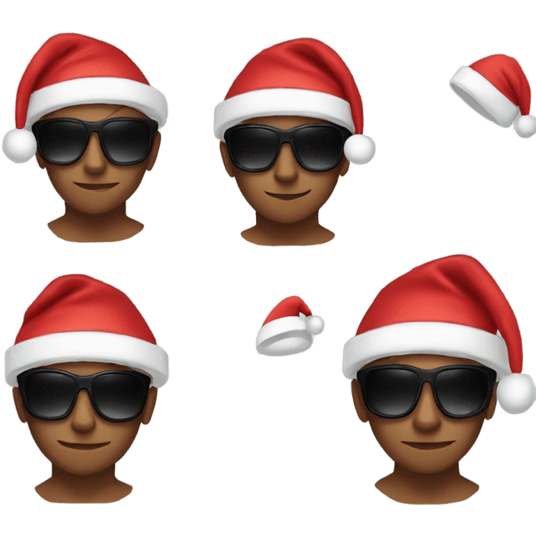 cool boys in sunglasses Santa hat emoji