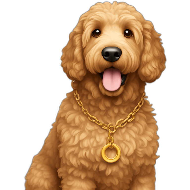 Light Brown golden doodle with good chain emoji