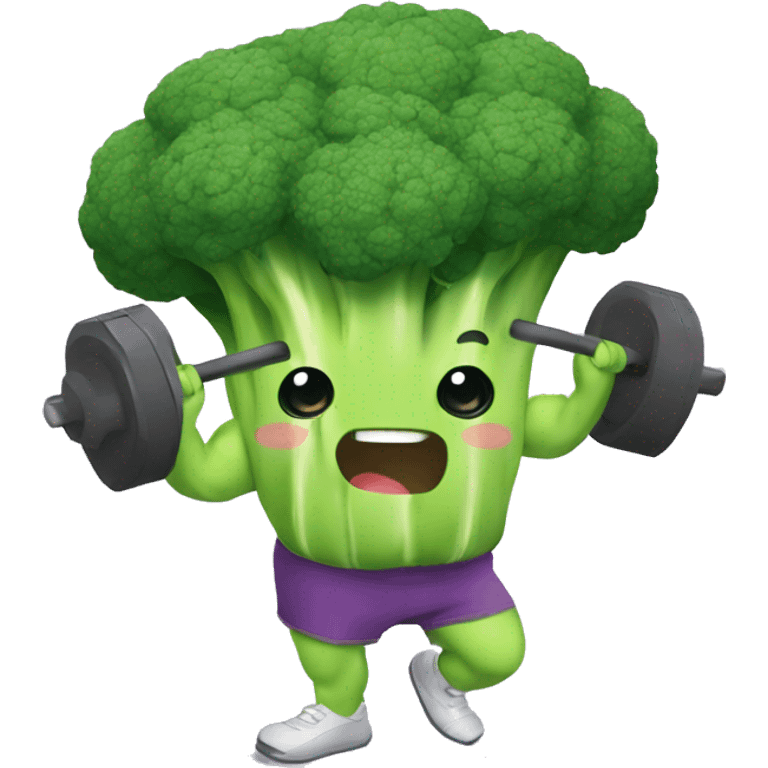 kawaii cute strong broccoli exercising in the gym emoji