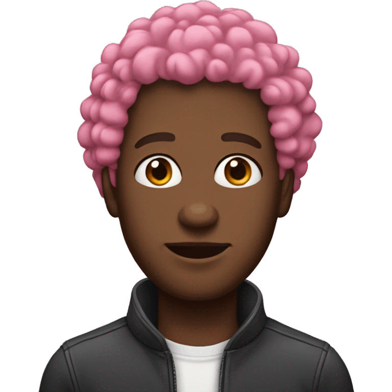 “A Black man with pink curly hair.” emoji