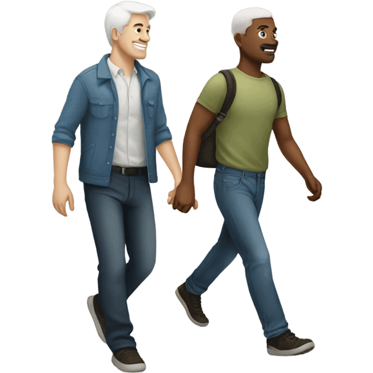 white skin man walking with his friend  emoji