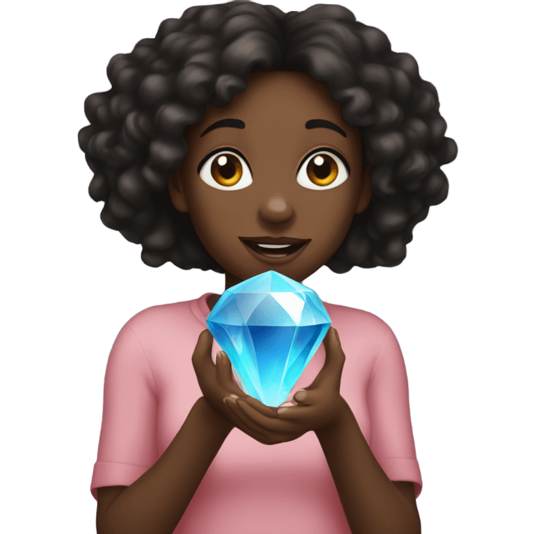 Black girl holding a gem emoji