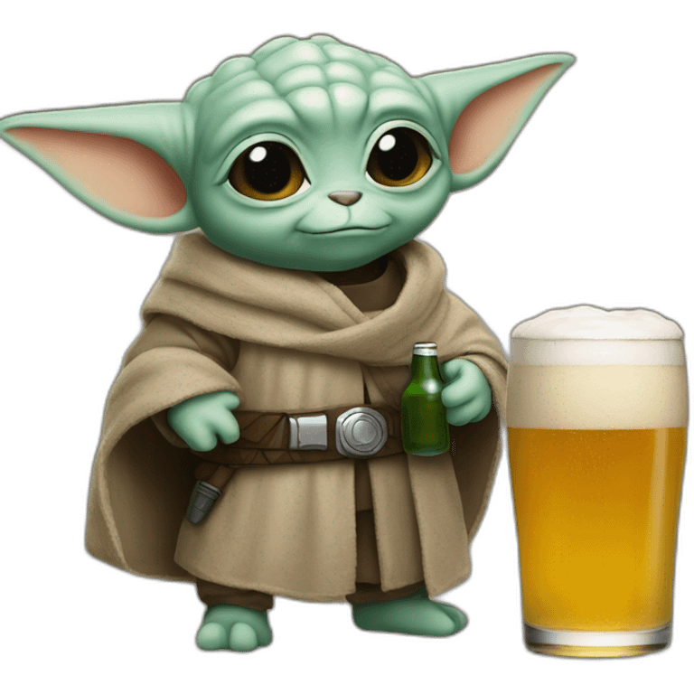 Grogu Star wars drinking a beer emoji