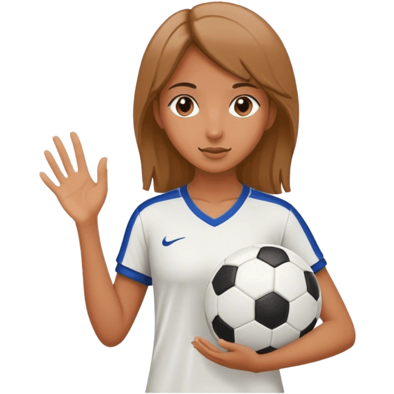 Girl handing a soccer ball emoji