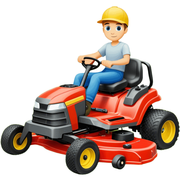 Boy on a zero turn mower emoji