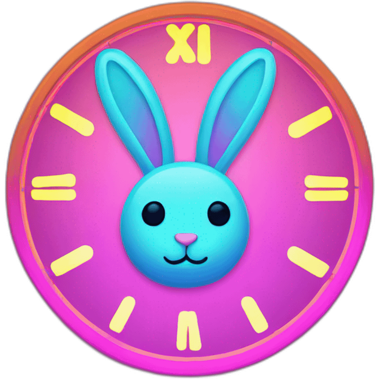 neon rabbit clock emoji