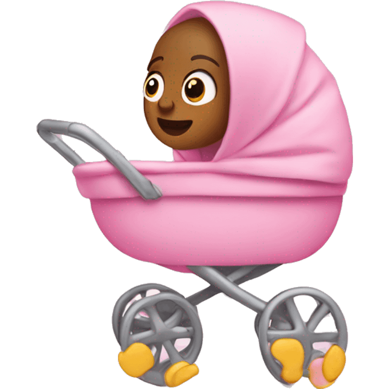 Newborn in a pink stroller  emoji