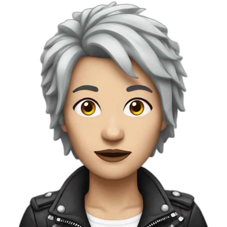 Grayhaired woman in punk rock style emoji