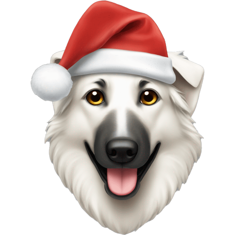 White shepherd Santa hat emoji