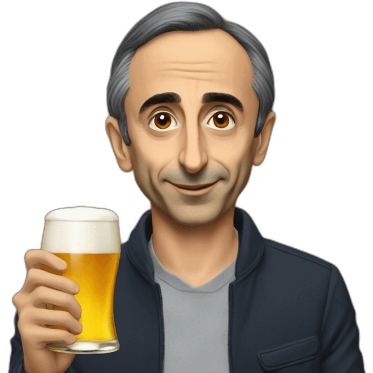 Éric zemmour bois une bière emoji