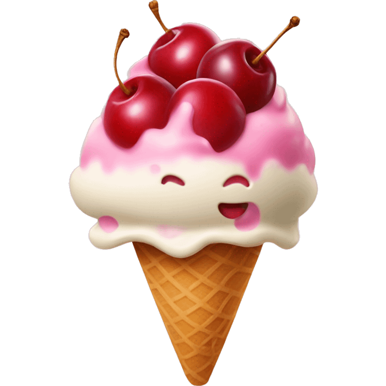 Cherry ice cream rizzing emoji