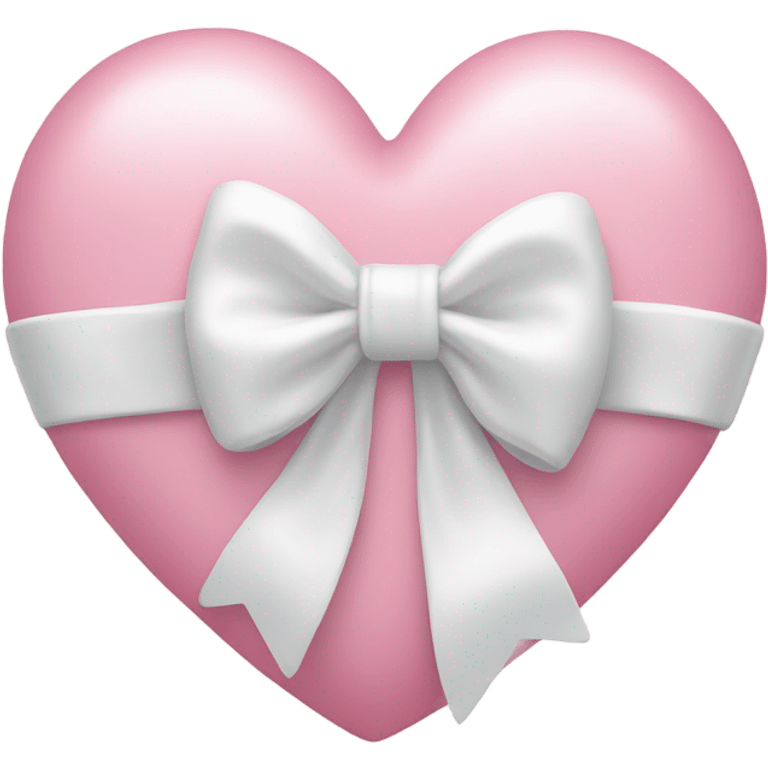 Pastel pink heart with white bow emoji