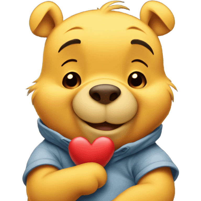 Winnie the Pooh holding a heart  emoji