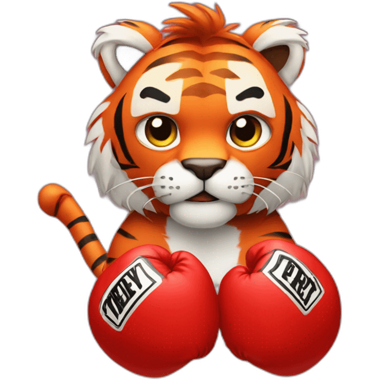 Red fur Tiger wearing boxing gloves  emoji