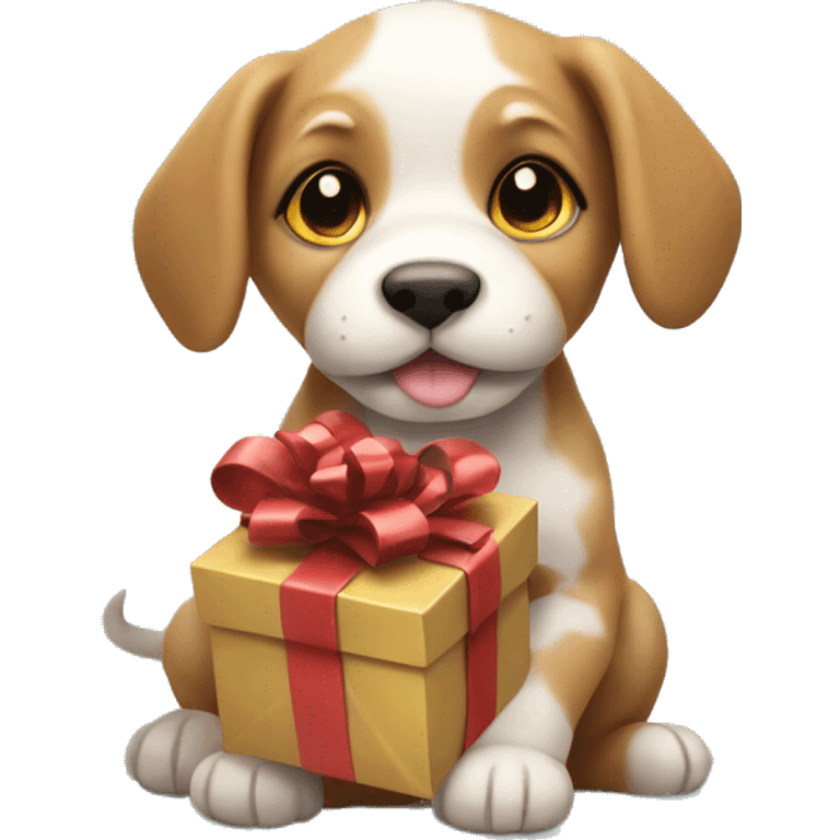 Puppy holding a present  emoji