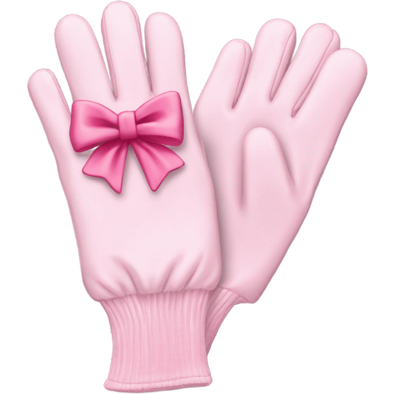 Pale pink garden gloves with pink bow at bottom emoji