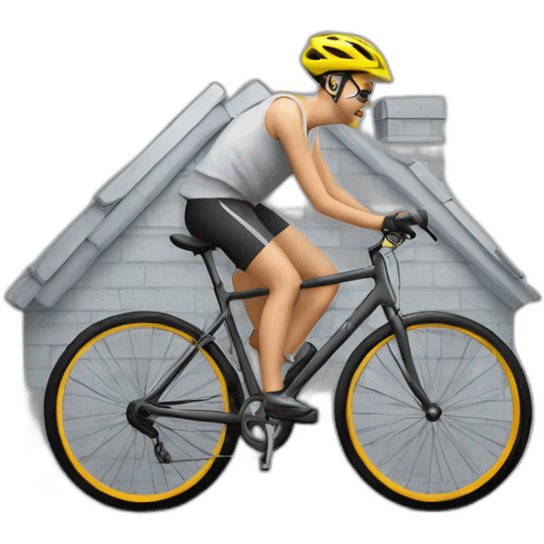 Un vélo sur le toit d une maison grise emoji