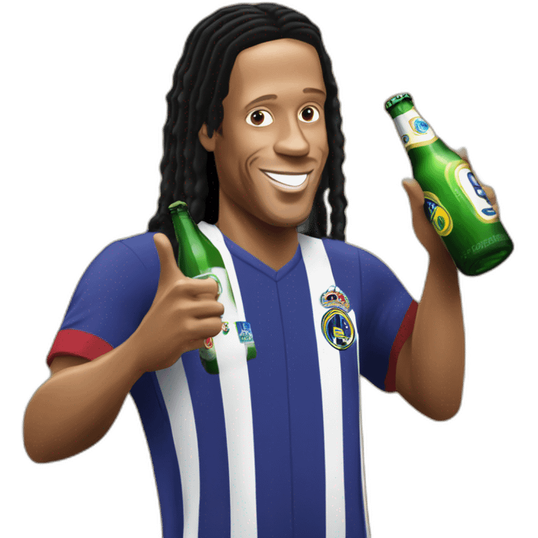 Ronaldinho brindando una botella de cerveza emoji