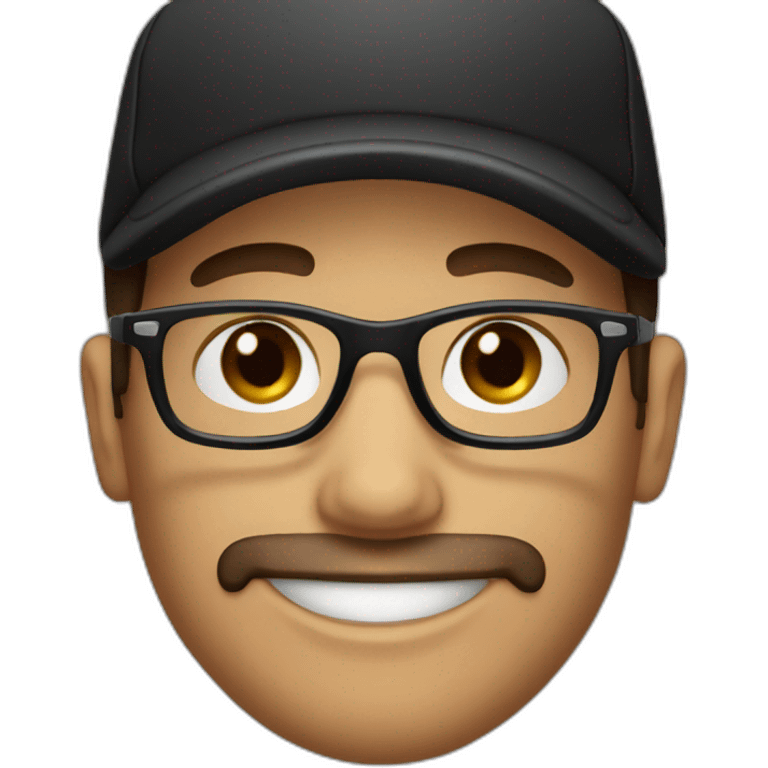 barista with black hat and glasses and brown hair emoji