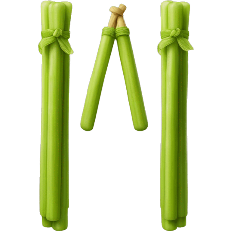 Nunchucks made of 2 celery sticks, Celery-Stick-Nunchucks emoji