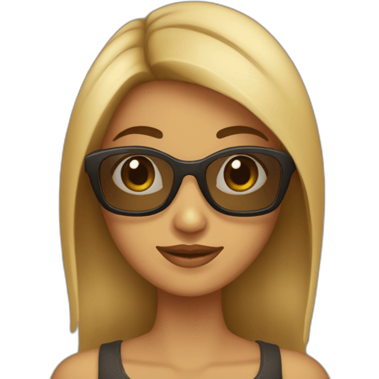 Chica morena con pelo largo y gafas marrones emoji