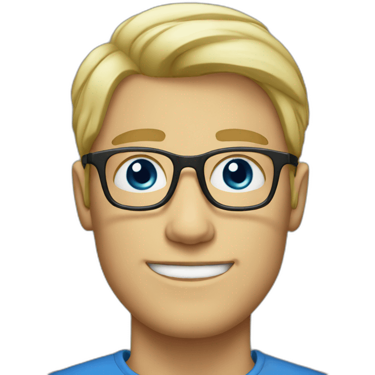 blonde guy with glasses an blue eyes emoji