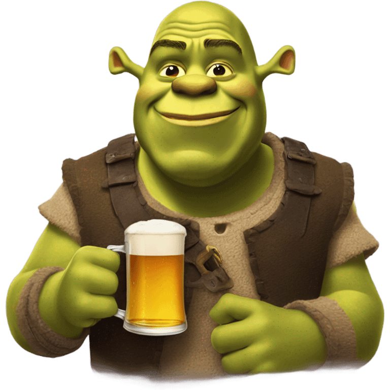 Shrek drinking a beer emoji