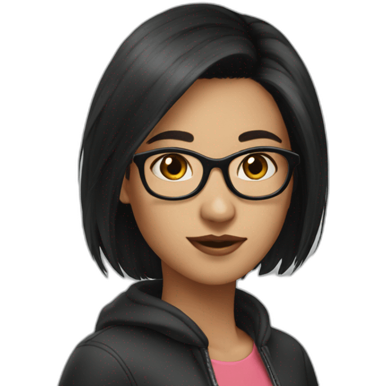 Girl-blackhair-very very short -glasses emoji