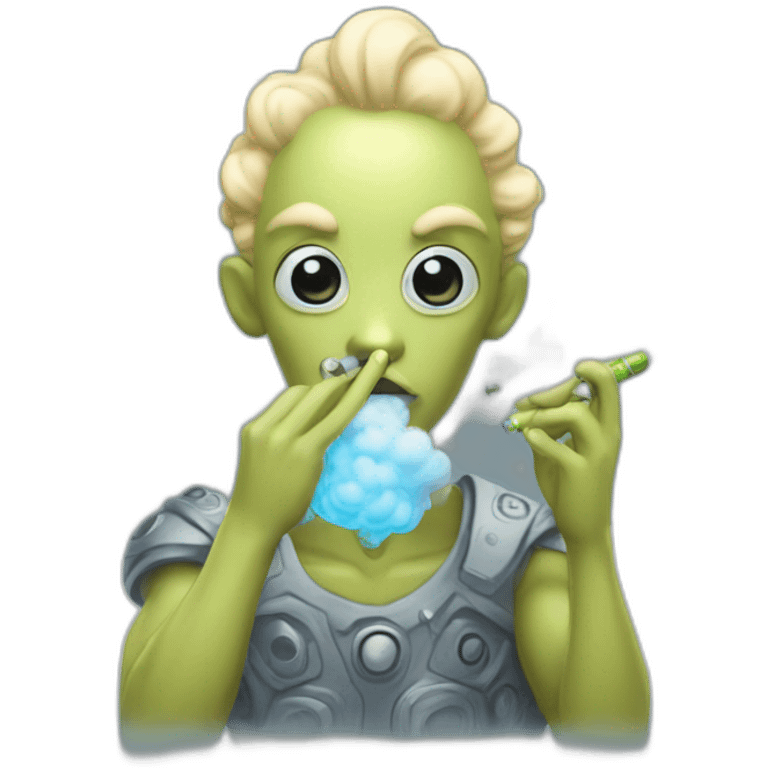 adorable alien vape lord blowing clouds with manicured nails emoji