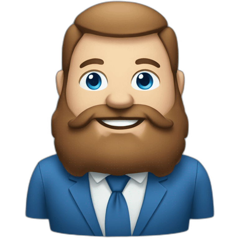 blue eyes fat smiling man with a long brown beard in a blue suit emoji