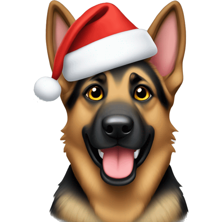 German Shepherd Dog wearing a Santa hat emoji