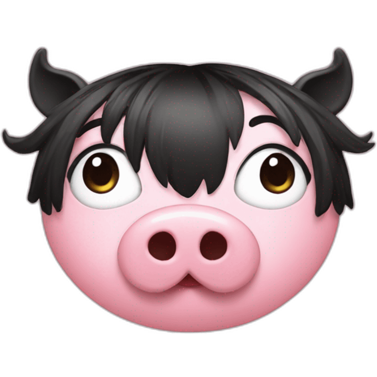 Pig nose with black wig emoji