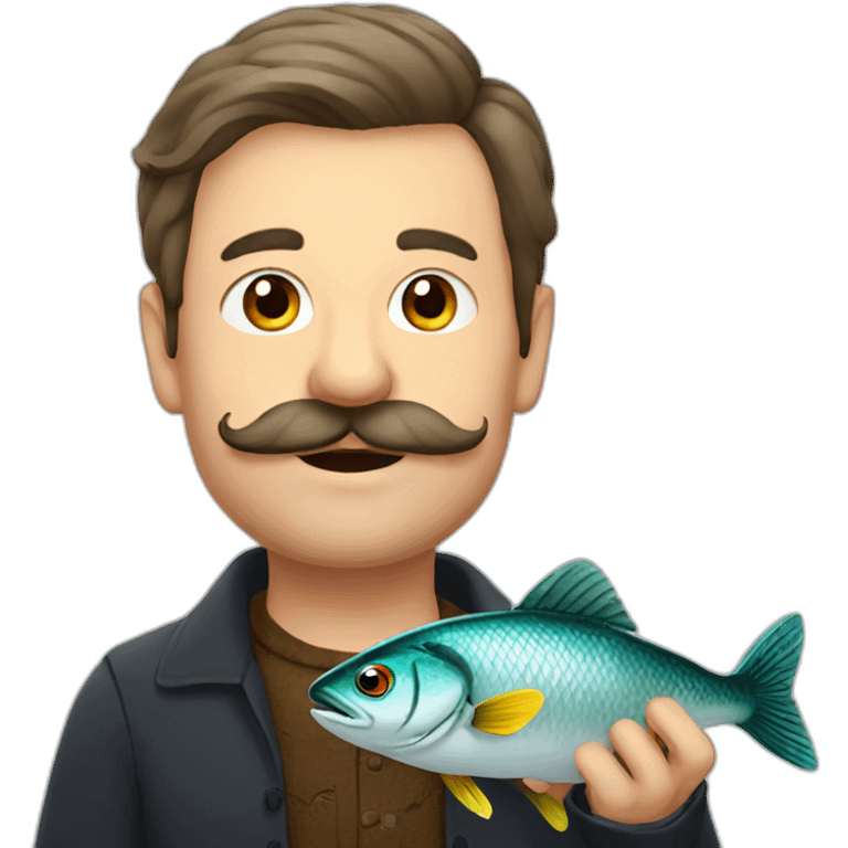 russian moustache husband with fish emoji