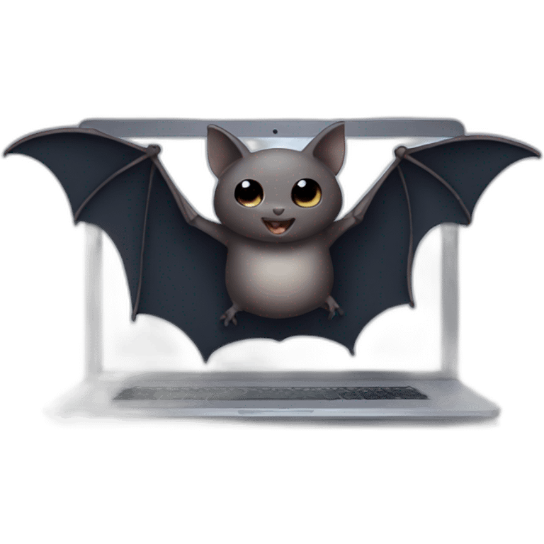 a small bat programming on a laptop emoji